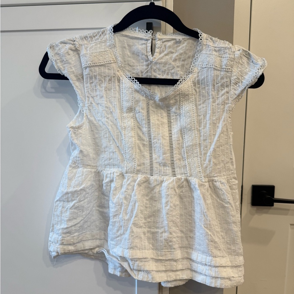 Elegant White Lace Trimmed Women's Top